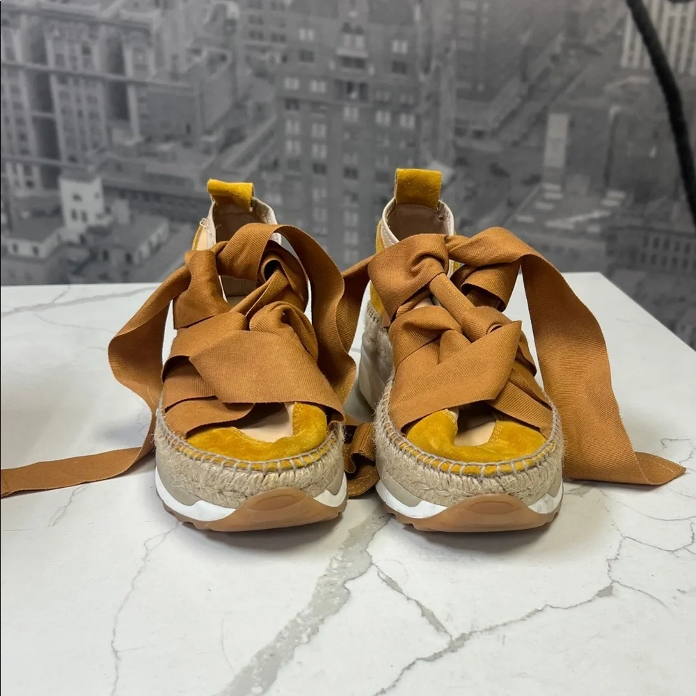 Free People x Gaimo Chapmin Espedrille Sneakers Yellow and Tan Sz 10